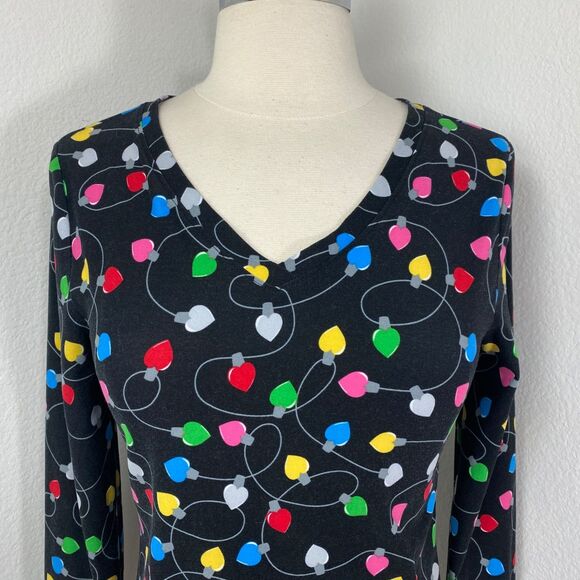 No Boundaries Christmas Lights Soft T Shirt M 7-9 Long Sleeve Holiday Sleepover - Picture 2 of 9